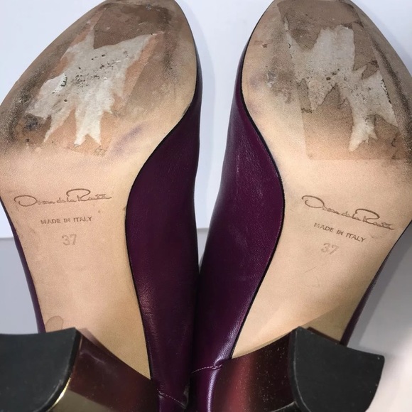 Oscar De La Renta Eggplant Booties Ombré Heel 37 - Picture 4 of 5